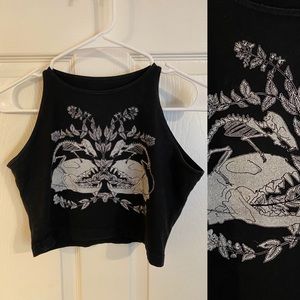 Fennec Design Etsy American Apparel skull crop top